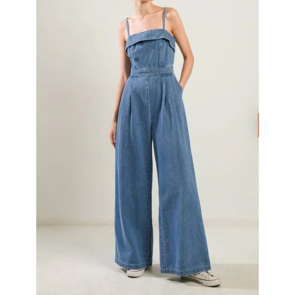 Free Market by Flying Tomato Denim Jumpsuit, Women's Size S, NWT